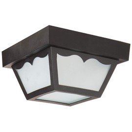 Nuvo SF77/863 Poly Frame Carport Flush Mount with Frosted Acrylic Panels, Black, Small