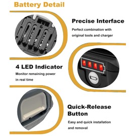 CYDZ® Battery Replace Makita BL1016 BL1021B BL1041B, Compatible Makita 12V CXT Battery, Replace Makita 12 Volt Batteries, 12V 2.0Ah
