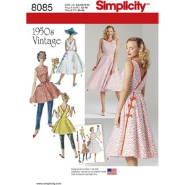 Simplicity 8085 1950's Vintage Fashion Women's Wrap Dress Sewing Patterns, Sizes 14-22