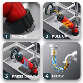 Meisterfaktur Drain Blaster with 3 Attachments [68oz Volume] - High Pressure Air Plunger For Fast And Effective Drain Unglogging - Plunge Blaster For Toilets, Sinks, Bathtubs & Showers!