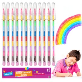 12pk Swap Point Crayon Rainbow Pencils | Twistable Crayons, Mini Colouring Pencils for Party Bags, Crayons Party Bag Fillers, Mini Crayons for Party Bags, Twistables Coloured Pencil, Colouring Crayons