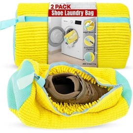 Shoe Washing Machine bag, Shoe Laundry Bag for Sneakers, Boots & Delicate Footwear, Reusable Shoe Cleaning Bag for Washing Machine, Fits All Shoe Types & Sizes, 2-PCS