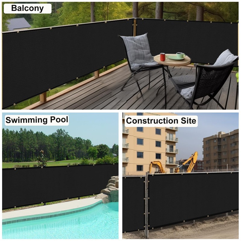 UPGRADE Privacy Screen Fence Customized 6x22 FT Black Outdoor HDPE