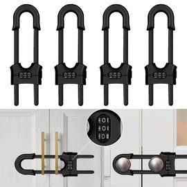 Baby Cabinet Lock with Password, Pack of 4 U-shaped Wardrobes, Child Lock, Invisible Child Lock for Cupboard & Drawer, No Drilling and Screws Required for Children and Babies
