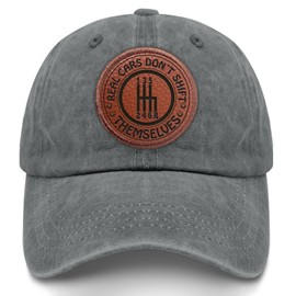 Real Cars Don’t Shift Themselves Laser Engraved Hat – Funny Car Enthusiast Cap for Manual Transmission Lovers Who Like Engraved,Hiking Hats Suitable Gray