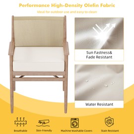 RACE LEAF Patio Chair Cushions 24x24x4 Inch 2-Pack, Beige Waterproof Outdoor Seat Cushions with High-Resilience Foam, Non-Slip Straps & Hidden Zipper