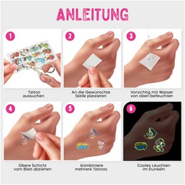 Magicat Premium Luminous Children's Tattoos, 134 Attractive Tattoo Stickers, Neon Children's Tattoo Stickers, Perfect for Children's Birthdays, Party Bags or Any Parties, for Girls and Boys