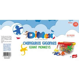 MELEWI Juego de changuitos Gigantes de plástico de 5 Colores didácticos en Estuche con 50 Piezas