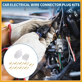 Partuto 9 Pin Car Electrical Wire Connector Plug Kits Waterproof 2.8 Series Male Female Cable Terminal Housing Plastic Copper White Replacement