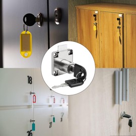 LightBeacon Pack of 4 Cabinet Lock with Key, 22 mm Security Cabinet Lock, Stainless Steel Drawer Lock for Cupboards, Drawers, Desk, Silver