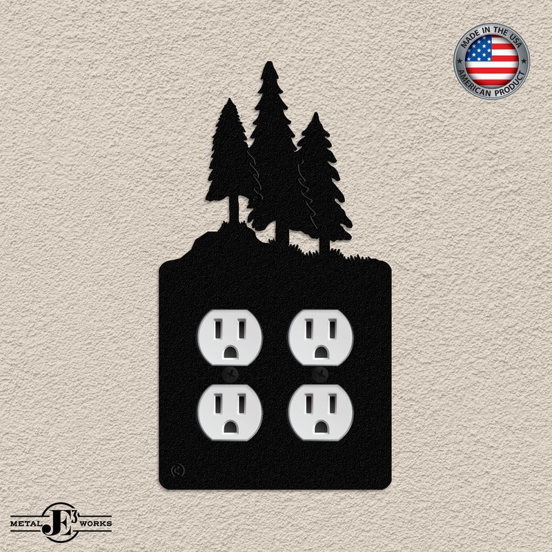 3 Pine Trees Double Duplex Power Outlet Wall Plate (Double