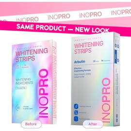 InoPro Tiras Blanqueadoras De Dientes Sensibles Sin Peroxido - 14 Pares - Sensitive Teeth Whitening Strips, Peroxide Free, Enamel Safe, Green - Deep Stains Removal - Instant Teeth Whitening Without The Harm (28 Tiras)