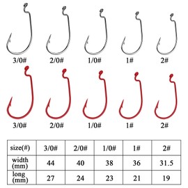 ANDEWX 100 Pieces Offset Hooks, 5 Sizes Dropshot Hooks, Carbon Steel Worm Fishing Hook Set with Box for Rubber Bait, Creature Bait, Saltwater Fishing Accessories Kit