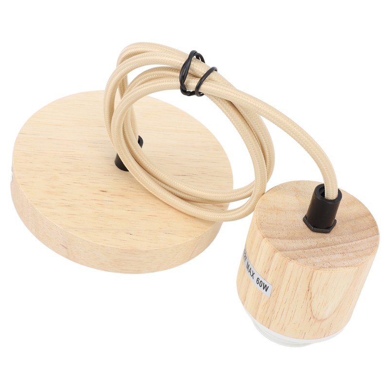 E27 Wooden Pendant Light Bulb Holder Vintage Lighting Accessory Wooden