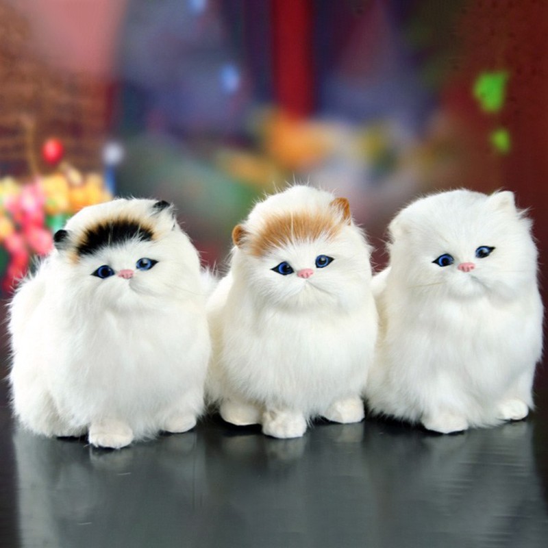 Real Sheep Hair Simulation Cat Plush Toy Electronic Pet Doll
