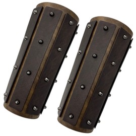 Viking Leather Bracers Medieval Leather Bracers for Men Embossed Armbands Cosplay Accessories Medieval Gauntlets 1 Pair, Hbr032-light Brown, common