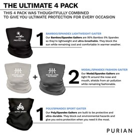 PURIAN 4 Pack Neck Gaiter Face Scarf Mask | Dust and UV Sun Protection