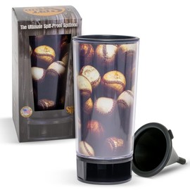 Spit Bud Portable Spittoon Traveler, Fits Cup Holder, Virtually Spill Proof, Built in Can Opener and Holder Baseball Fever Design