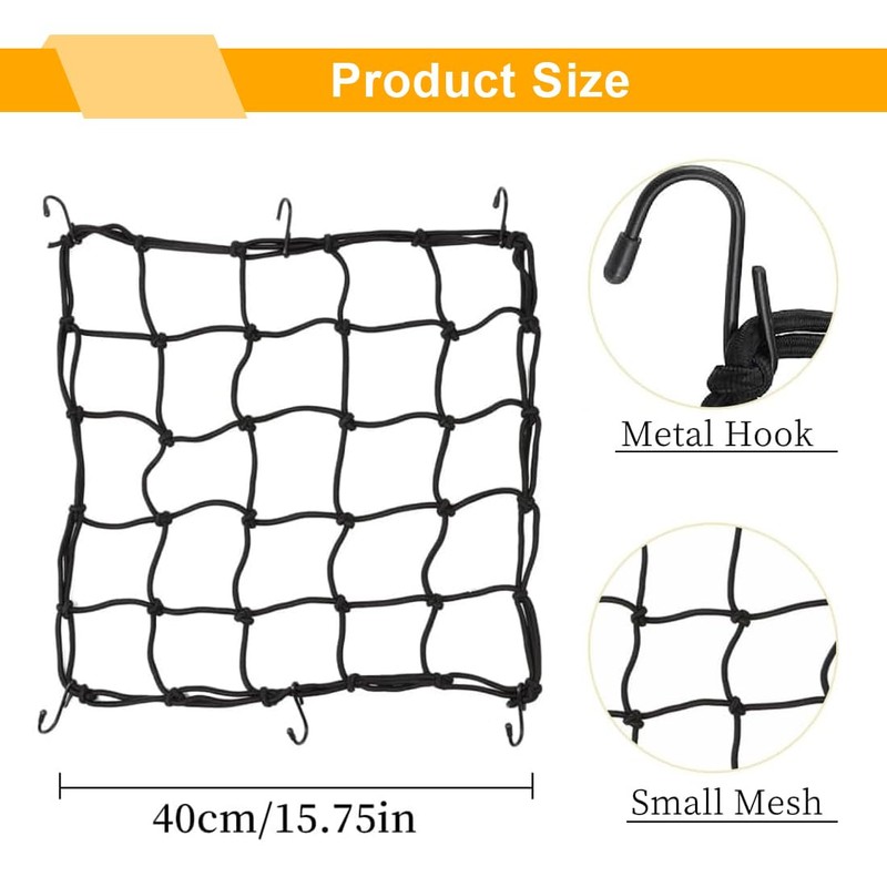 WeddHuis Motorcycle Luggage Net Bicycle Net with 4 Hooks Polyester