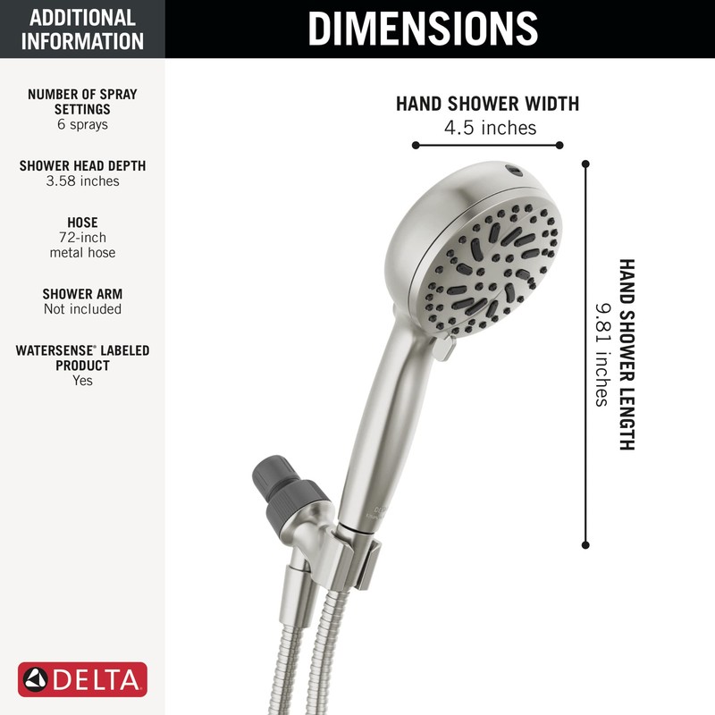 Delta Faucet ProClean Brushed Nickel Shower Head with Handheld, Showerhead