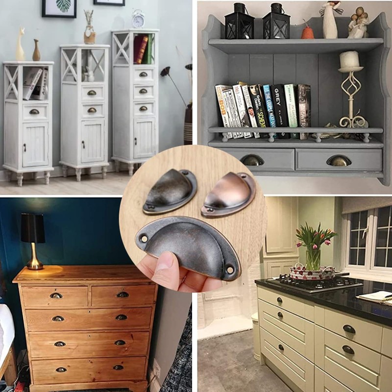 Yetaha 10PCS Cabinet Cup Pull Handle, 82x35mm Drawer Shell Pull