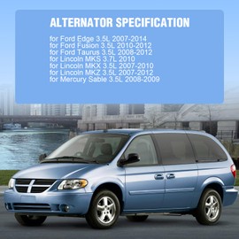 KFKGF High Output Alternator for Ford for Taurus 2008-2012 for Ford for Edge 2007-2014 for Ford for Fusion 2010-2012 Replaces 11273 A3TJ1291 A3TJ1291ZC A003TJ1291 A003TJ1291ZC AL7648X 7T4T-10300-AD