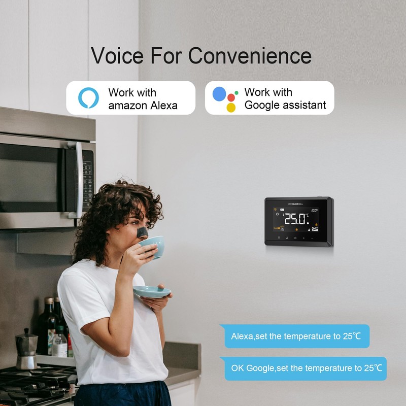 SASWELL Smart WiFi Thermostat for Home, Programmable Thermostat 3H/2C for