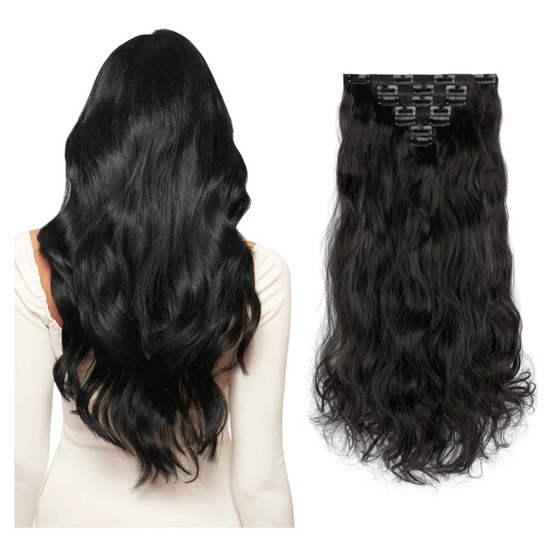 Extensiones De Cabello Ondulado Natural Clip Cortinas 7 Pzas