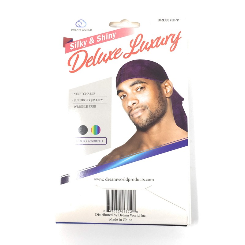 Dream Deluxe Du-Rag Glitter Purple Smooth & Thick, Stretchable, Wrinkle