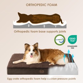 EHEYCIGA Orthopedic XL Dog Beds for Extra Large Dogs with Removable Washable Cover, Brown, 44x32