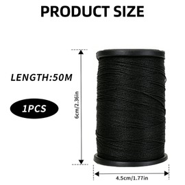 50M Black Nylon Sewing Thread Strong Bonded Heavy Duty for Upholstery