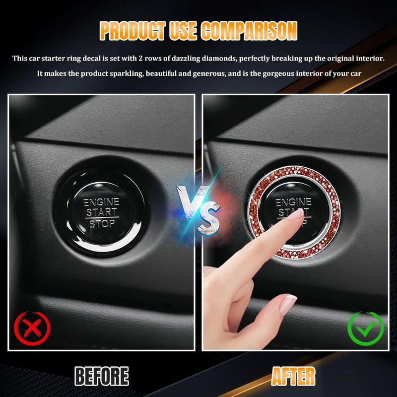 QZTYTY 2PCS Car Engine Start Stop Decoration Ring, Car Start