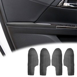 VKGUG 4PCS Door Panel Armrest Cover Replacement Compatible with Honda Accord 2013-2017 Front and Back Leather Arm Rest Replaced Skin Upholstery Black (Only Leather Part)