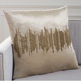 Safavieh Home Collection Deston Darling Beige/Gold/Copper Embellished 12 x 36-inch Rectangle Insert Pillow