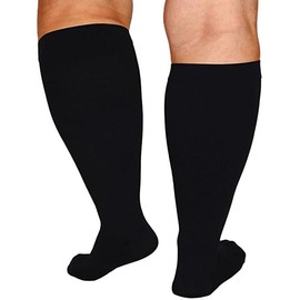 Calcetas Compresión Tallas Extra Medias Altas Talla Grande Mejora Circulacion Varices Calcetas Deportivas Alivian Dolor hinchazón (MX/US, Alfa, 3X-Grande, Regular, Regular, negro)