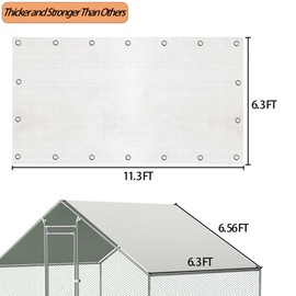 Chicken Coop Cover Waterproof and UV, 11.3 * 6.3 FT Chicken Run Cover for Winter with Ball Bungees Cords, Shade Cloth for Large Chicken Coop, Walk-in Chicken Run Pen, Chicken Coop Tarp (1 Pack)