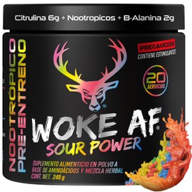 Bucked Up Woke Pre Entreno Pre Workout | Estimulantes + Beta Alanina + Citrulina + Cafeina Microencapsulada | Entrenamiento, Energía, Desempeño y Vascularidad | Delicioso Sabor (Sour Power)
