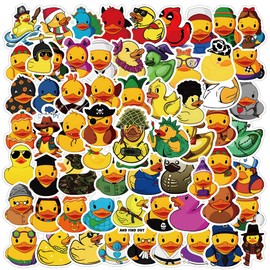 69Pcs Rubber Duck Kawaii Waterproof Stickers Pack | Cute Animals Ducks Unlimited Cartoon Cool Deacls Graffiti Vinyl for Adults Teens Girls Kids Water Bottle Skateboard Luggage Laptop Computer Phone