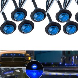 NBWDY 10Pcs 3/4 Inch Blue LED Marker lights,Led Trailer Side Marker Light,LED Clearance Bullet Marker Light,Turn Signal Identification Indicator Light for Trailer Truck RV Car Bus Van Pickup SUV ATV