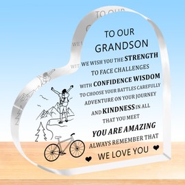 HULALA Grandson Gifts From Grandparents To Our Grandson Heart Acrylic Plaque Gifts For Grandson Men Boys Birthday Chritsmas Graduation Presents We Love You