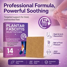 Plantar Fasciitis Relief, 14 Pieces Natural Heel Discomfort Relief for Plantar Fasciitis, 12 Hour Maximum Strength Deep Hot, Soothing of Joint Soreness for Heel Discomfor