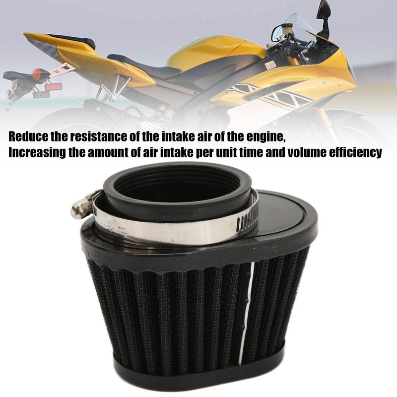 51mm/2in Motorcycle Air Filter ClampOn Dustproof Rubber Black Replacement for