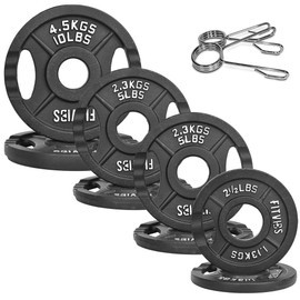 Fitvids Olympic Cast Iron 2-Inch Weight Plate for Strength Training & Weightlifting, Multiple Weights Available, 35LB (Pair)
