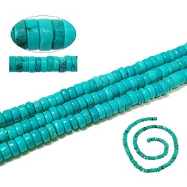 Turquoise Gemstone Beads 4 x 2 mm Semi-Precious Stone Set Rondella Blue Colour Loose Beads 50 Pieces