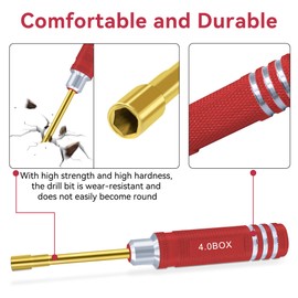 Craznick Hex Nut Driver Set - RC Car Tool Kit 2.0mm 2.5mm 3.0mm 3.5mm 4.0mm 4.5mm 5.0mm Hexagonal Head Nut Screwdriver for Axial SCX24 Wheel Fixing RC Models Car Boat Helicopter 7Pcs Red