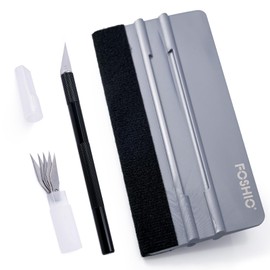 FOSHIO Felt Squeegee Craft Knife Window Tint Kit, 6 Inch Felt Edge Vinyl Scraper Exacto Knife with Extra 5 Pieces Blades, Vinyl Wrap Tool for Window Film, Wallpaper, DIY Craft, Graphic Decal