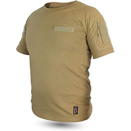 normani Tactical Tropical T-Shirt with Arm Pockets, Underarm Pockets and 3 Velcro Patches Khaki Size 4XL