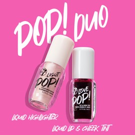 W7 Pop Duo Makeup Gift Set - Love Pop Lip & Cheek Tint + Light Pop Liquid Highlighter - Buildable Colour, Juicy Tint & Glow - 2 x 5ml