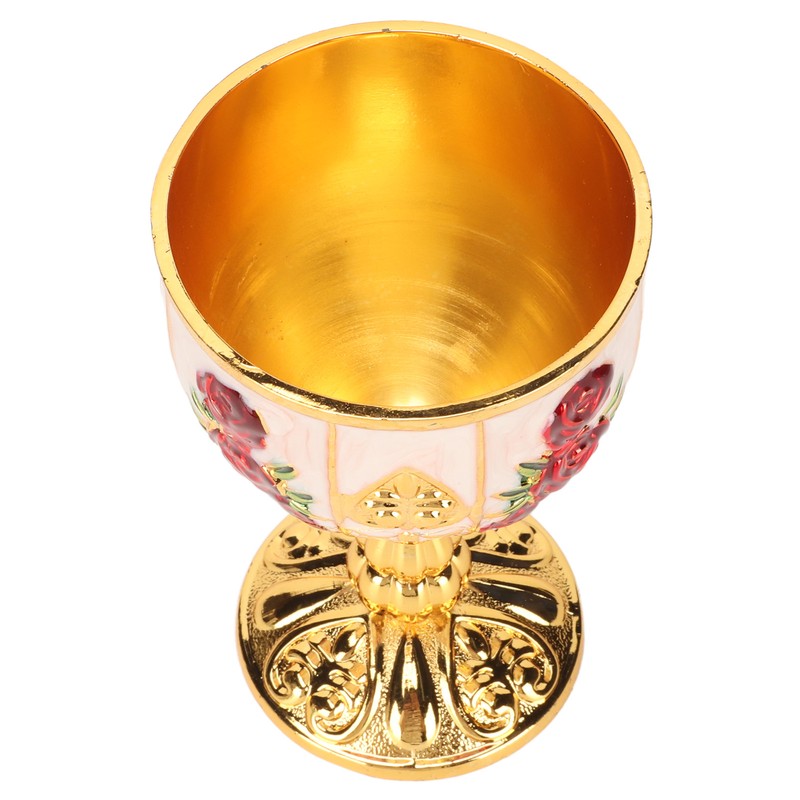 Gold Chalice 4 Inch High Zinc Alloy Retro Embossed Flower