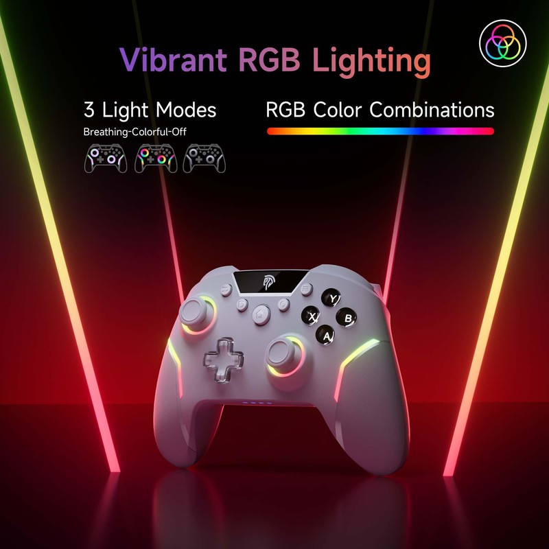 EasySMX X20 Wireless Gaming Controller with RGB Backlit, 2-Stage Hall